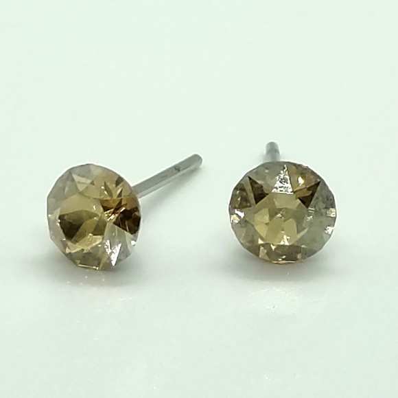 Swarovski Crystal Stud Earrings in Golden Shadow - Picture 1 of 3